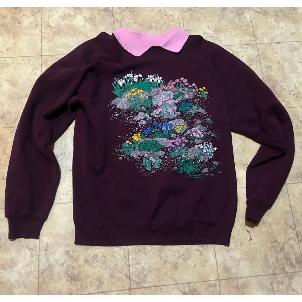 Vintage Morning Sun Purple Sweatshirt Hanes Large Nature Graphic
